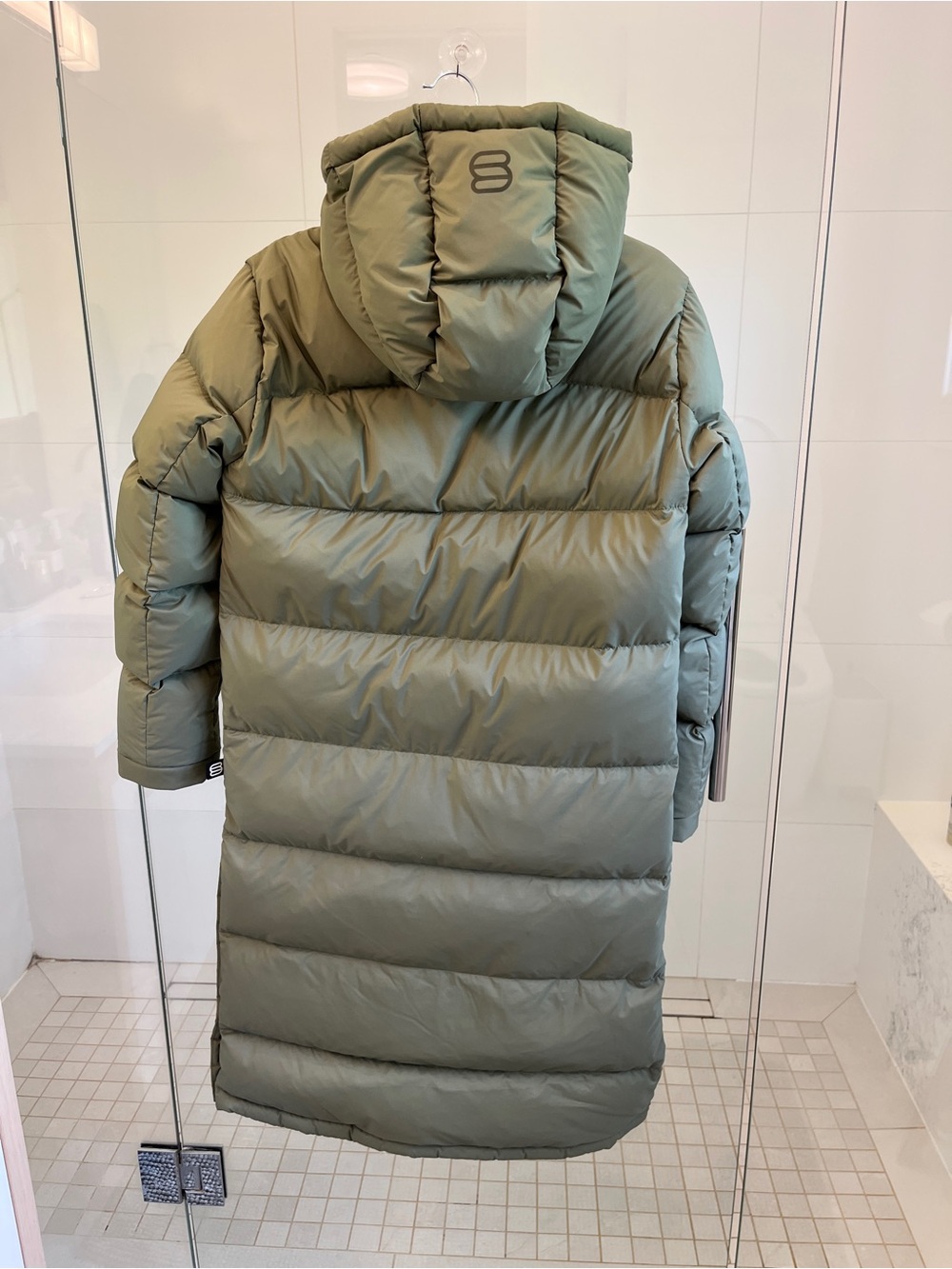 Aritzia Super Puff Long Olive Green Hooded Puffer Down Coat Like New XXS - Picture 6 of 9